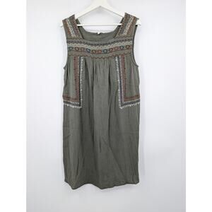 BeachLunchLounge Gauzy 100% Cotton Sleeveless Green Women's Large Green Boho